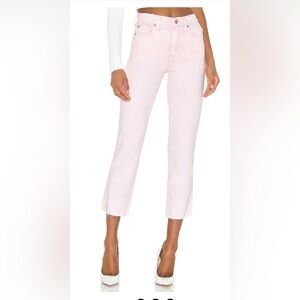 7 for all mankind high waist cropped straight pink jeans